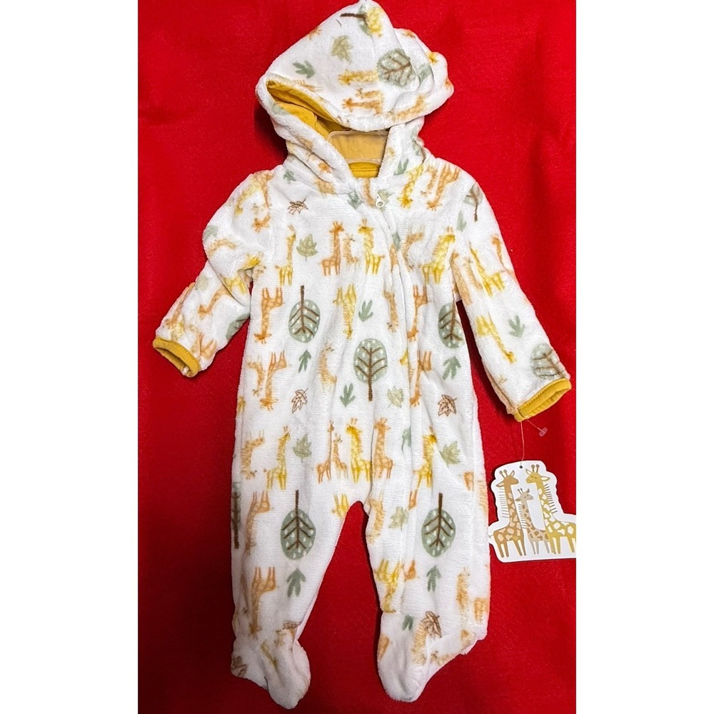 Little Beginnings 0/3 Months Plush Hooded bunting suit Cream Giraffe New